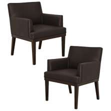 Kit 02 Poltronas Decorativas Sala de Estar Vitória W01 Corano Marrom Escuro - Mpozenato
