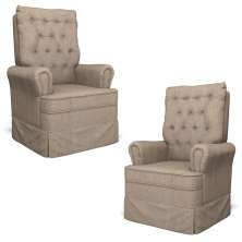 Kit 02 Poltronas de Amamentação e Descanso Com Balanço Laís G05 Linho Areia - Mpozenato