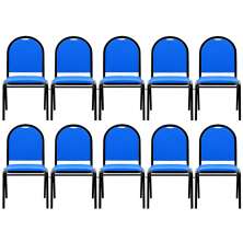Kit 10 Cadeiras Hoteleiras Auditório Empilhável Sintético M23 Azul - Mpozenato