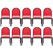 Kit 10 Cadeiras Hoteleiras Auditório Empilhável Sintético M23 Vermelho - Mpozenato