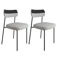 Kit 2 Cadeiras Estofadas Milli Corano/Linho F02 Preto/Cinza - Mpozenato