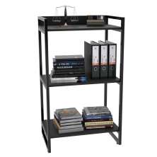 Kit 2 Estantes Livreiro Multiuso Prisma Estilo Industrial 60cm 3 Prateleiras C08 Preto Onix - Mpozenato