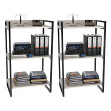 Kit 2 Estantes Livreiro Multiuso Prisma Estilo Industrial 60cm 3 Prateleiras C08 Snow - Mpozenato