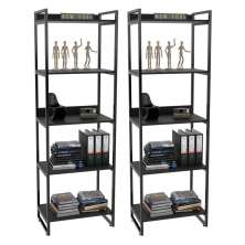 Kit 2 Estantes Livreiro Multiuso Prisma Estilo Industrial 60cm 5 Prateleiras C08 Preto Onix - Mpozenato