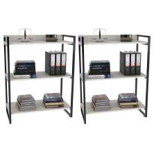Kit 2 Estantes Livreiro Multiuso Prisma Estilo Industrial 80cm 3 Prateleiras C08 Snow - Mpozenato