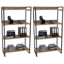 Kit 2 Estantes Livreiro Multiuso Prisma Estilo Industrial 80cm 4 Prateleiras C08 Carvalho - Mpozenato