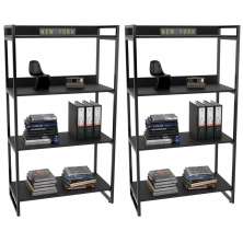 Kit 2 Estantes Livreiro Multiuso Prisma Estilo Industrial 80cm 4 Prateleiras C08 Preto Onix - Mpozenato