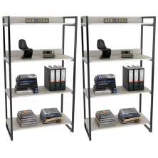 Kit 2 Estantes Livreiro Multiuso Prisma Estilo Industrial 80cm 4 Prateleiras C08 Snow - Mpozenato