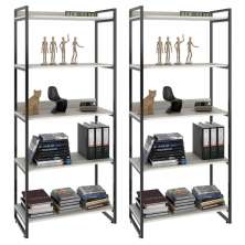 Kit 2 Estantes Livreiro Multiuso Prisma Estilo Industrial 80cm 5 Prateleiras C08 Snow - Mpozenato