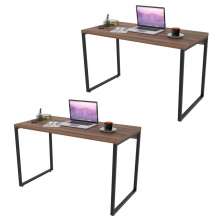 Kit 2 Mesas de Escritório Office 135cm Estilo Industrial Prisma C08 Nogal - Mpozenato