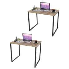 Kit 2 Mesas de Escritório Office 90cm Estilo Industrial Prisma C08 Carvalho - Mpozenato