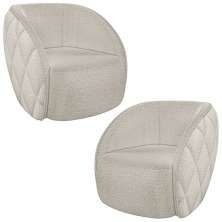 Kit 2 Poltronas Decorativa para Sala 90cm Tressê Zion M22 Bouclê Branco - Mpozenato