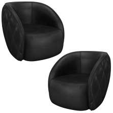 Kit 2 Poltronas Decorativa para Sala 90cm Tressê Zion M22 Sintético Preto - Mpozenato