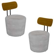 Kit 2 Poltronas Decorativas Redondas 53cm Le Moon M22 Veludo Cinza - Mpozenato