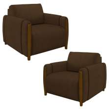 Kit 2 Poltronas Decorativas para Sala de Estar 98cm Amaranto M22 Veludo Marrom - Mpozenato
