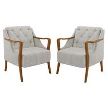 Kit 2 Poltronas Decorativas para Sala de Estar Capitonê Lapa M22 Linho Cru - Mpozenato