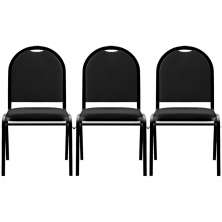 Kit 3 Cadeiras Hoteleiras Auditório Empilhável Sintético M23 Preto - Mpozenato