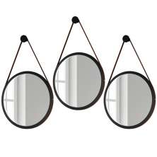 Kit 3 Espelhos Decorativos Redondos 67cm Com Alça Adnet Escandinavo H01 Preto - Mpozenato