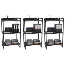 Kit 3 Estantes Livreiro Multiuso Prisma Estilo Industrial 60cm 3 Prateleiras C08 Preto Onix - Mpozenato