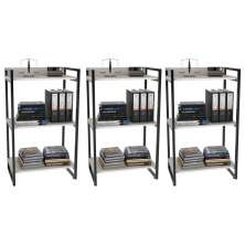 Kit 3 Estantes Livreiro Multiuso Prisma Estilo Industrial 60cm 3 Prateleiras C08 Snow - Mpozenato
