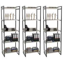 Kit 3 Estantes Livreiro Multiuso Prisma Estilo Industrial 60cm 5 Prateleiras C08 Snow - Mpozenato