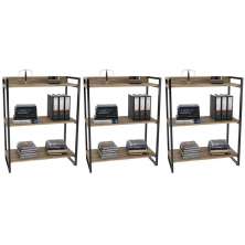 Kit 3 Estantes Livreiro Multiuso Prisma Estilo Industrial 80cm 3 Prateleiras C08 Carvalho - Mpozenato