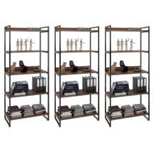 Kit 3 Estantes Livreiro Multiuso Prisma Estilo Industrial 80cm 5 Prateleiras C08 Nogal - Mpozenato