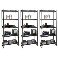 Kit 3 Estantes Livreiro Multiuso Prisma Estilo Industrial 80cm 5 Prateleiras C08 Preto Onix - Mpozenato