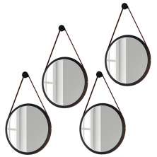 Kit 4 Espelhos Decorativos Redondos 67cm Com Alça Adnet Escandinavo H01 Preto - Mpozenato