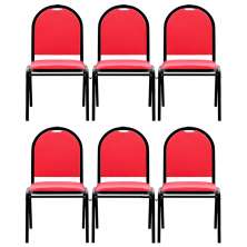 Kit 6 Cadeiras Hoteleiras Auditório Empilhável Sintético M23 Vermelho - Mpozenato
