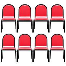 Kit 8 Cadeiras Hoteleiras Auditório Empilhável Sintético M23 Vermelho - Mpozenato