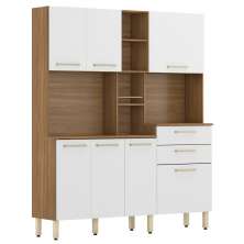 Kit Cozinha Compacta 7 Portas 2 Gavetas Encanto D02 Amendola/Branco - Mpozenato