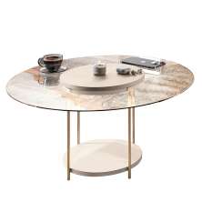 Mesa de Centro Redonda Tampo de Vidro Mindy H01 Off White - Mpozenato