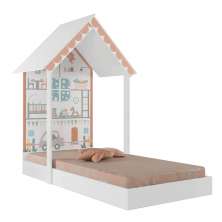 Mini Cama Montessoriana Sweetheart P13 Branco/Azul - Mpozenato