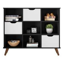 Nicho Organizador Multifuncional 6 Nichos 3 Gavetas Pés Retrô Cube Q01 Preto/Branco - Mpozenato