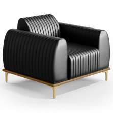 Poltrona Decorativa Base Gold Molino D06 PU B-159 Preto - Mpozenato
