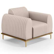 Poltrona Decorativa Base Gold Molino D06 Suede C-309 Bege - Mpozenato