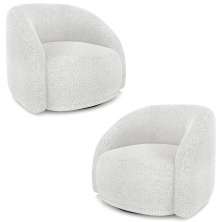Poltrona Decorativa Orgânica Giratória Kit 2 Lya M22 Boucle Branco - Mpozenato