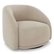 Poltrona Decorativa Orgânica Giratória Lya M22 Suede Bege - Mpozenato