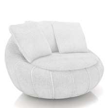 Poltrona Decorativa Redonda Giratória com Almofadas Saphire M22 Bouclê Branco - Mpozenato
