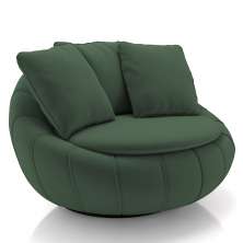 Poltrona Decorativa Redonda Giratória com Almofadas Saphire M22 Veludo Verde - Mpozenato