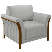 Poltrona Decorativa Sala de Estar 102cm Pés Madeira Roya M22 Linho Cinza - Mpozenato