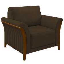 Poltrona Decorativa Sala de Estar 102cm Pés Madeira Roya M22 Veludo Marrom - Mpozenato
