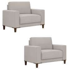 Poltrona Decorativa Sala de Estar Kit 02 Zaire M22 Linho Areia - Mpozenato