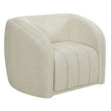 Poltrona Decorativa para Sala 112cm Meris M22 Bouclê Cru - Mpozenato