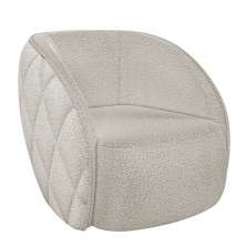 Poltrona Decorativa para Sala 90cm Tressê Zion M22 Bouclê Branco - Mpozenato