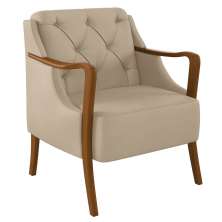 Poltrona Decorativa para Sala de Estar Capitonê Lapa M22 PU Bege - Mpozenato