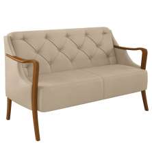 Poltrona Namoradeira 2 Lugares 135cm Capitonê Lapa M22 PU Bege - Mpozenato