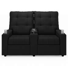 Poltrona de Cinema Reclinável 2 Lugares Baú USB Mallie FH9 PU Preto - Mpozenato
