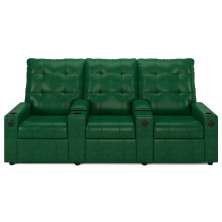 Poltrona de Cinema Reclinável 3 Lugares Baú USB Mallie FH9 PU Verde Musgo - Mpozenato